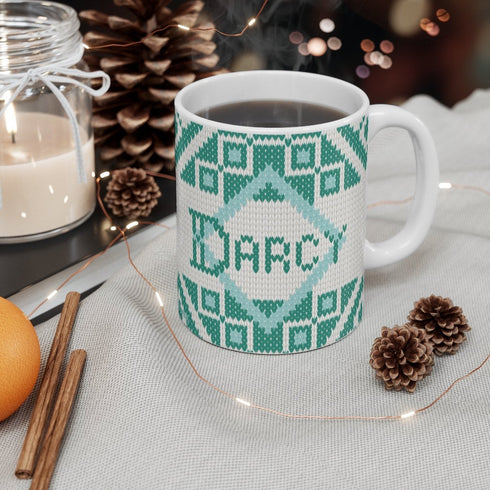 Fair Isle Diamonds Personalized Knitting Mug
